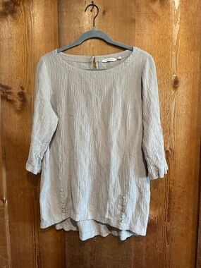 Soft Surroundings Oceo Gauze Ramie Blend Tunic Top Beige Medium